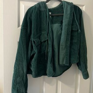 American Eagle corduroy button up jacket with hood